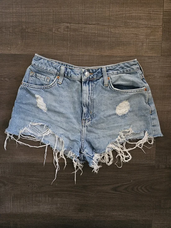 Forever 21 Light Blue Distressed Denim Cutoff Shorts