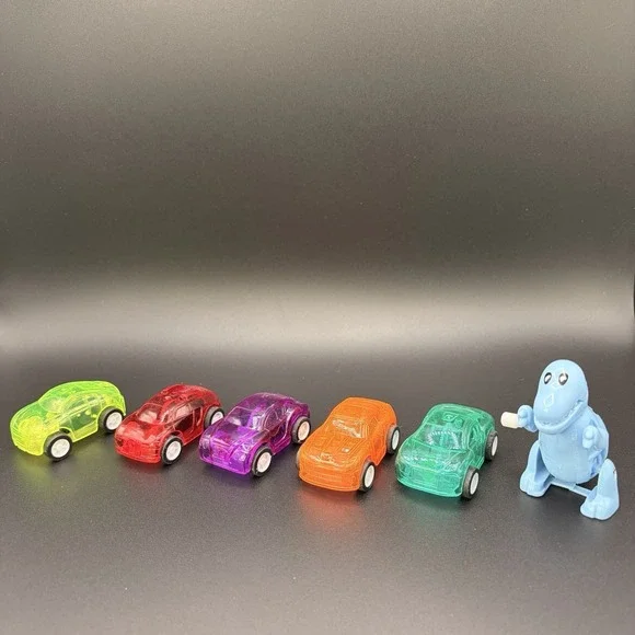 Lot Of 5 Toy Race Cars Transparent Friction-powered Cars 2