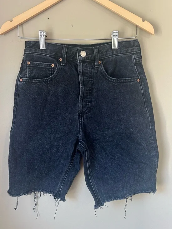 Denim Forum The Joni Loose Long Short Black Denim