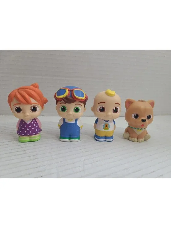 Set of 4 CoComelon JJ & Family Figurine Set Yoyo, TomTom, Bingo, JJ