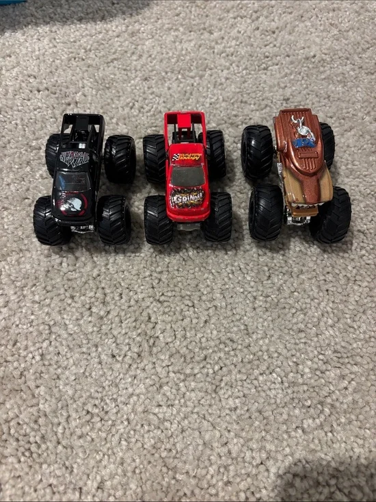 Hot Wheels Kids Monster Truck Trio - Black, Red, Brown