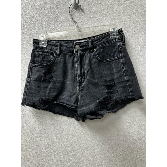 Pacsun High Rise Festival Black Distressed Denim Jean Shorts‎ Size 26