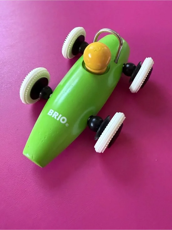 Brio Racecar Wooden Toddler Toy Preschool Kids Lime Green Wood Car Rubber Wheels