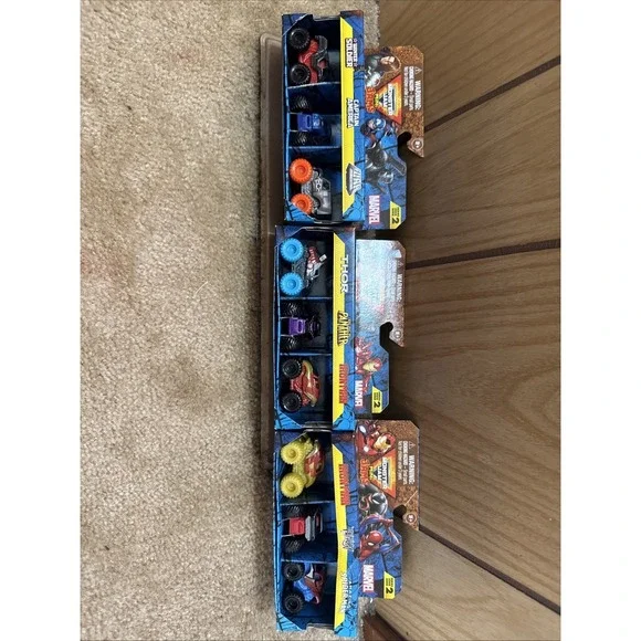 Lot Of 3 Sets Monster Jam MINI Trucks 3 Pks Series 2 Marvel NIB