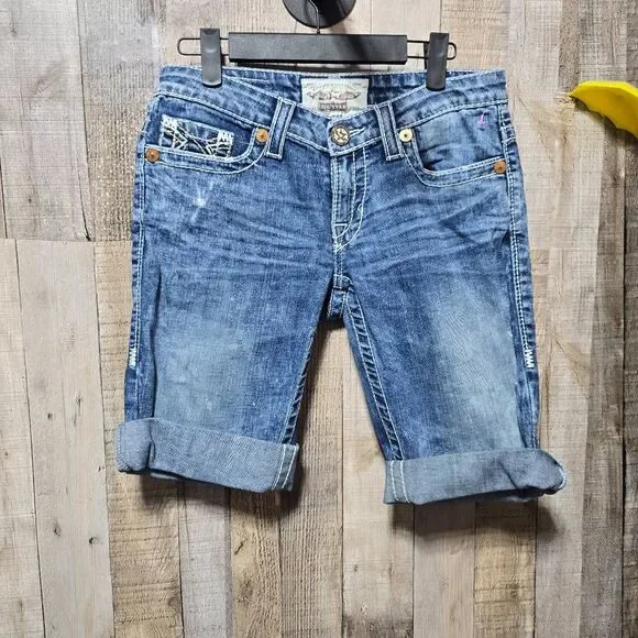 Big Star Sweet Low Rise Denim Jean Bermuda Shorts Jorts 27L Casual Summer Basic