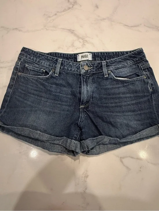 PAIGE Indigo Rolled-Hem Denim Shorts