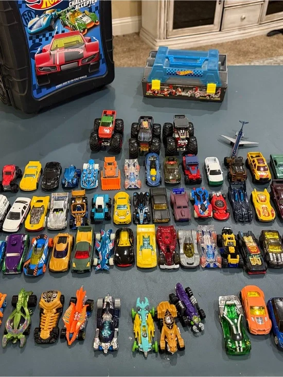Hot Wheels Kids Toy Car Lot with cases - Multicolor Vehicles