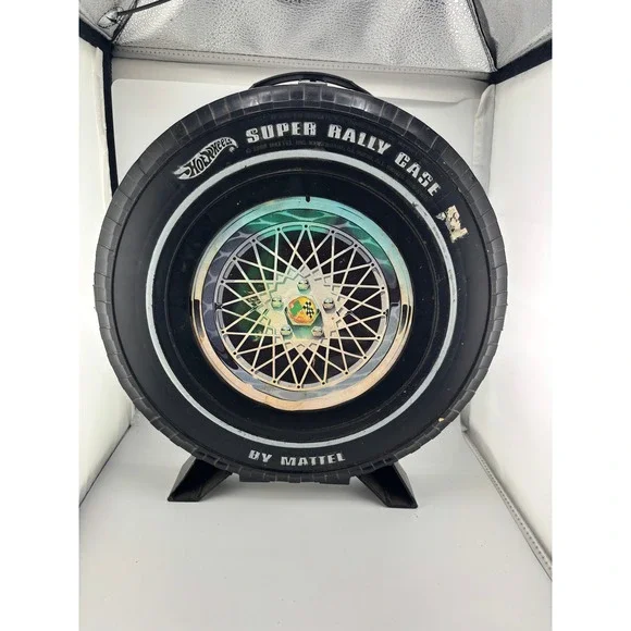 Vintage 1968 Hot Wheels Super Rally Case Mattel Black Tire Shape Car Storage