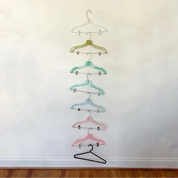 Colorful Vintage Plastic Hanger Set Starburst Pastel Rainbow 70s 80s Lot of 8
