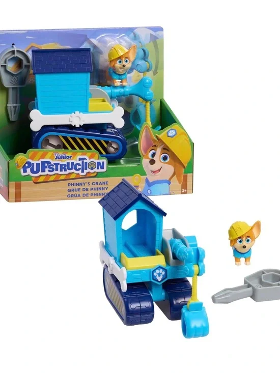 Disney Junior Pupstruction Phinny’s Crane 3-piece Figure and Vehicle Set. Blue