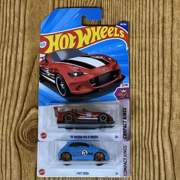 Hot Wheels Compact Kings ‘15 Mazda MX-5 Miata And Fiat‎ 500e 2 Car Lot