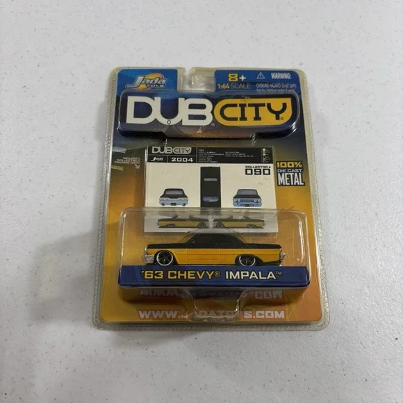 Jada Dub City '63 Chevy Impala - Black Yellow - 1:64 2004 #090 Sealed VTG Y2K