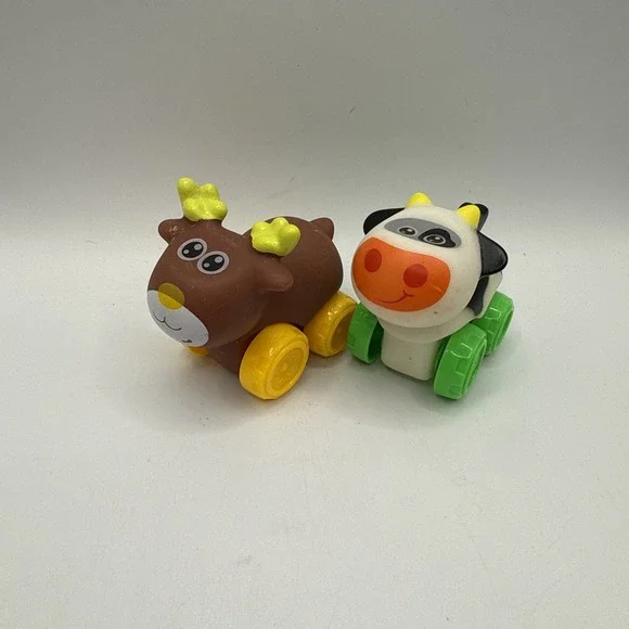 Playskool 2010 Wheel Pals Animal Tracks Zoomimals‎ Farm Cow & Deer