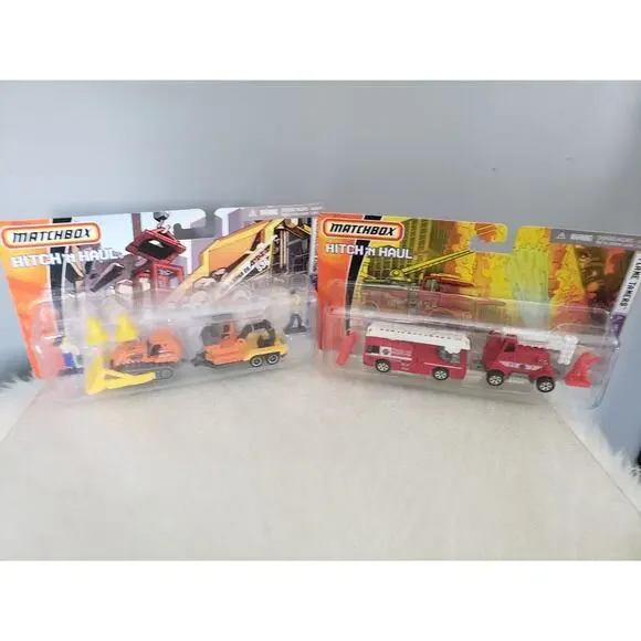 Lot 2‎ 2007 Matchbox Hitch ‘N Haul Flame Tamers Fire Engine Construction Kings