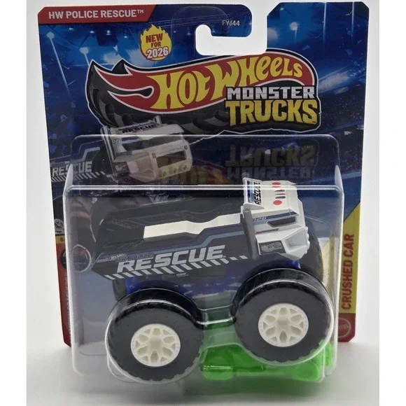 Hot Wheels Monster Trucks‎ HW Police Rescue Crushed Car 1:64 Diecast Toy