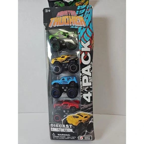 Mega Machines Truck Diecast Mini Monster Throttle Collectible Multicolor 4‎ Pack