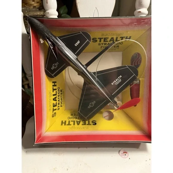 Vintage ELECTOMIC Trigger BLACK Stealth Fighter Jet Plane ✈️ Toy!- Sealed