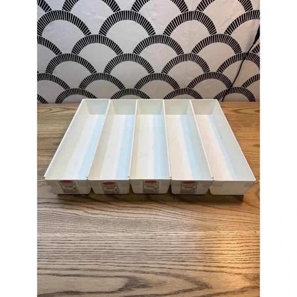 VTG Rubbermaid Drawer Organizer Set 5 White 2912 Plastic Bins Containers 12x3x2