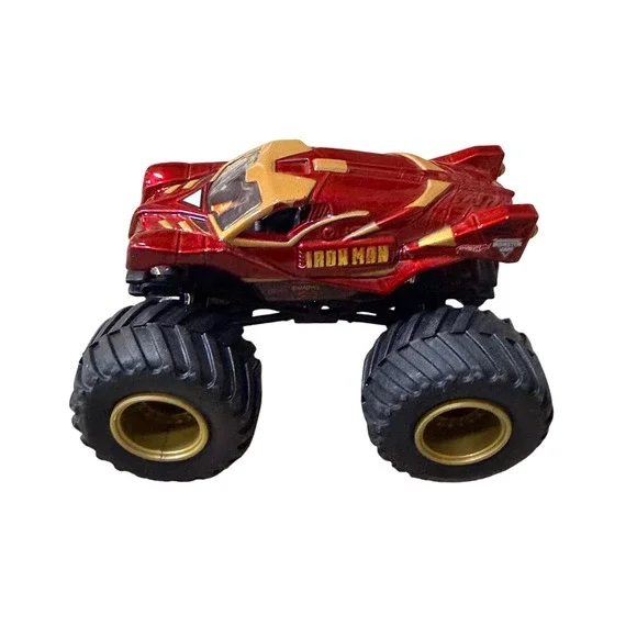 Hot Wheels Monster Jam Iron Man Marvel Diecast Truck Red Gold 1:64 Scale