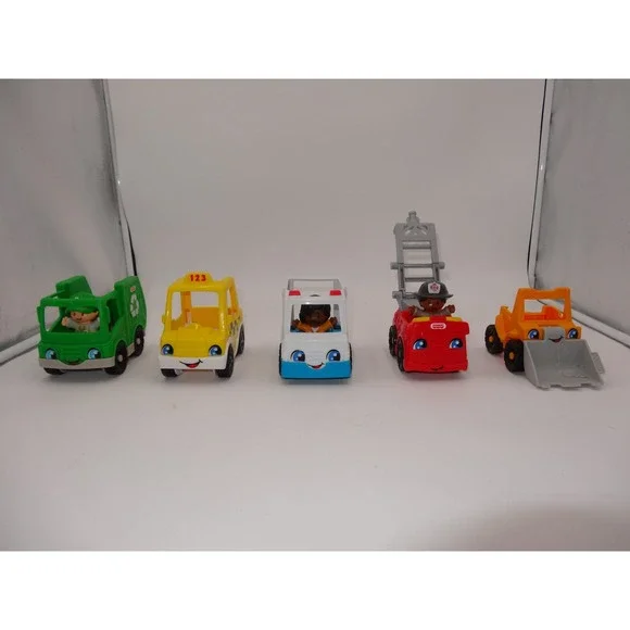 Fisher Price Little People Vehicle Lot of 5 Cars and 3 Figures Multi