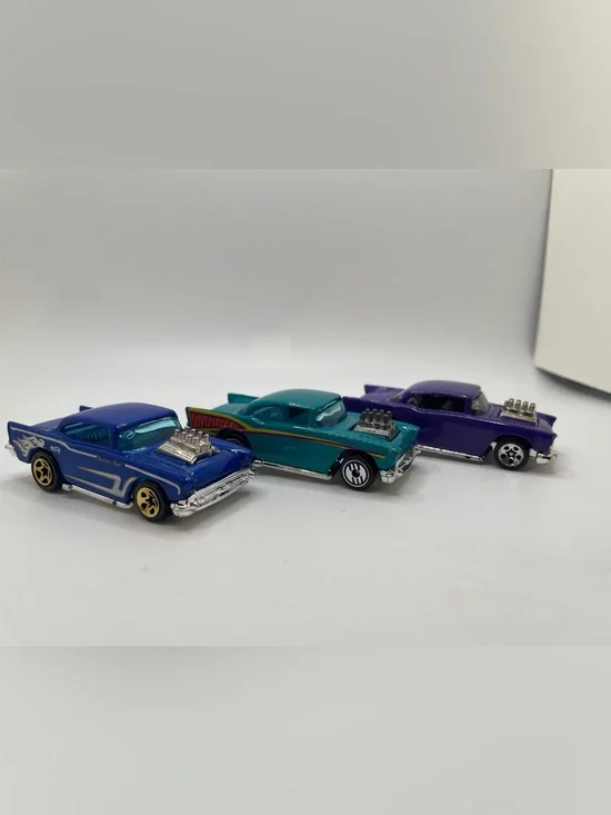Lot of 3 vintage Hotwheels 1:64, scale 1957 Chevrolet hot rods