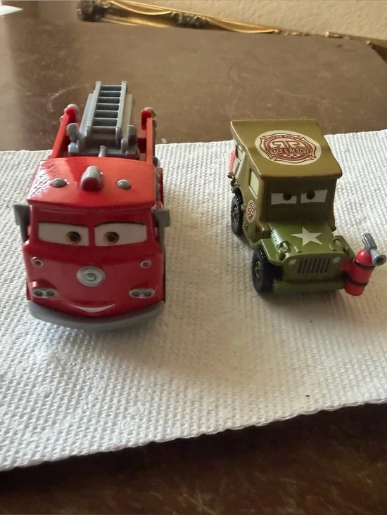 Disney Pixar Cars race & rescue toys red & sarge EUC toys Cars toys movie