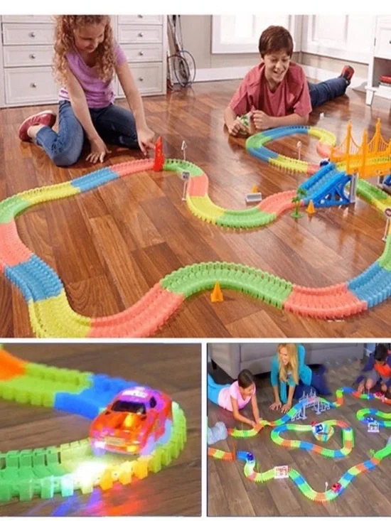 Flexible Glow Race Track Set for Kids - Multicolor