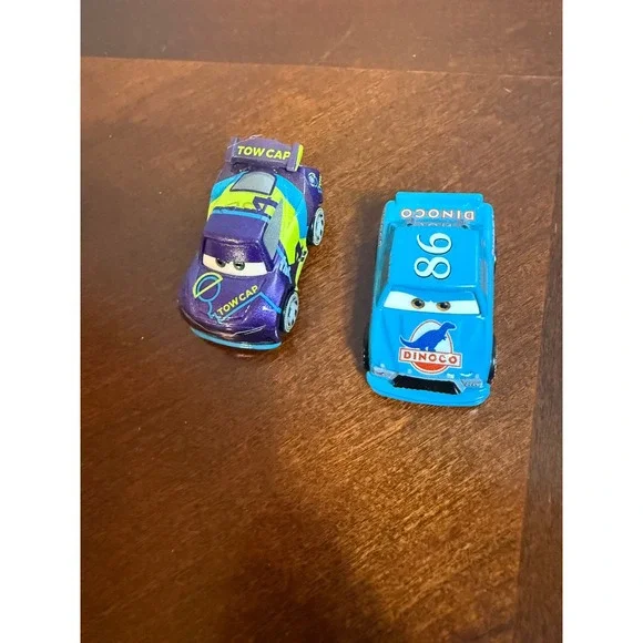 Disney Pixar Cars Mini Racers Chick Hicks Dinoco 86 & Tow Cap 4 Mattel Lot of 2