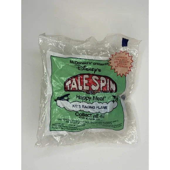 1989 McDonalds Happy Meal Disney Tale Spin Kit's Racing Plane Toy - New Sealed