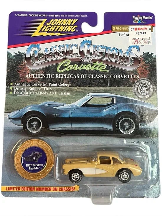 Johnny Lightning Classic Customs Corvette Die-Cast Car - Gold & White