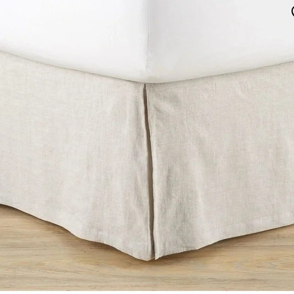 Belgian Flax Linen Boxspring Cover in White‎