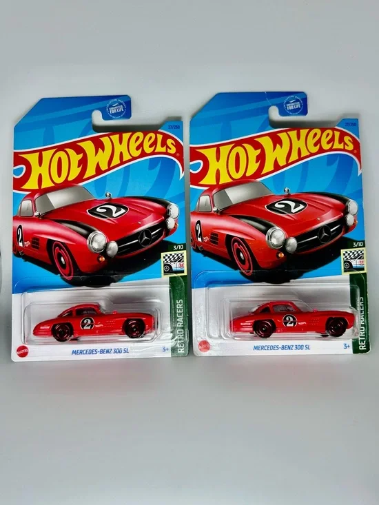 Hot Wheels Mercedes Lot of 2x - Mercedes-Benz 300 SL 27/250 Red NEW RETRO RACERS