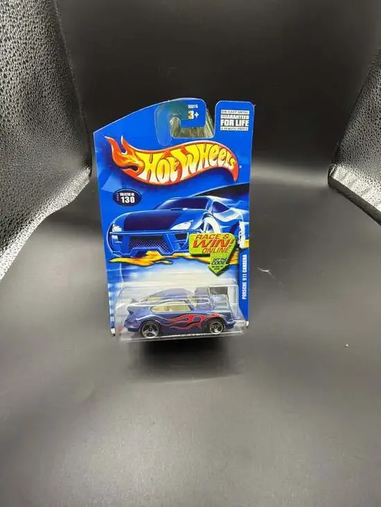 Hot Wheels 2002 Collector No. 130 Porsche 911 Carrera Blue with Flames