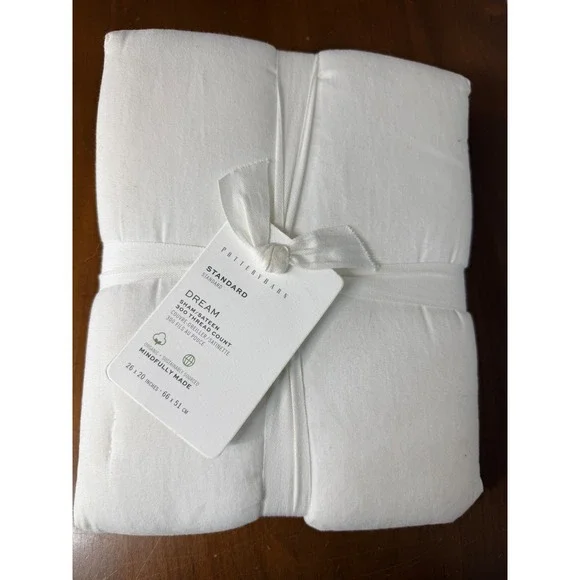 POTTERY BARN DREAM SATEEN COTTON COMFORTER SHAM, STANDARD‎ WHITE NEW
