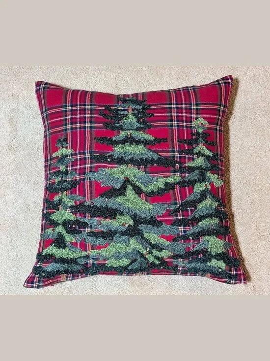 POTTERY BARN ELLIOTT EMBROIDERED TREE PILLOW COVER, 20