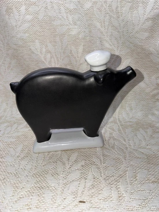 Pottery Barn Chalkboard Pig Chef's Hat Black White - Menu Cottagecore Farmhouse