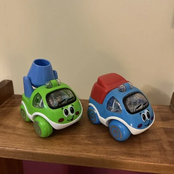 2 pc‎ Chunky Hard Plastic Hobby Lobby Cartoon Character Construction Toy Cars