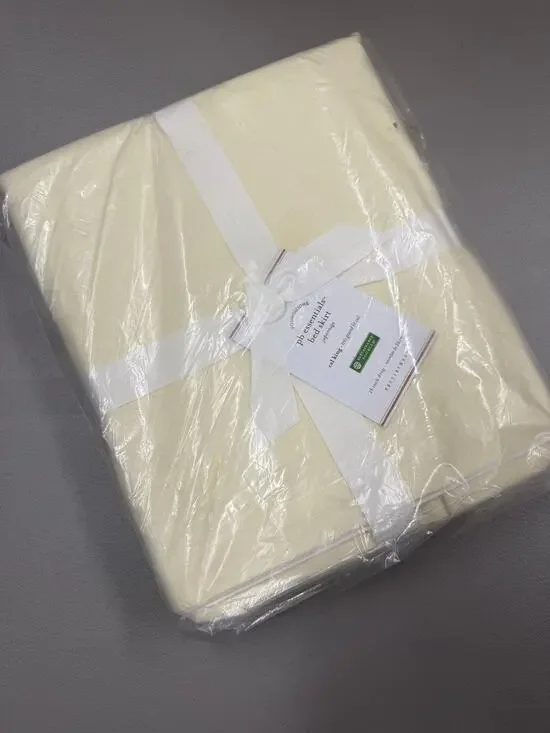 Pottery Barn California King Bed Skirt Ivory Yellow Hue Linen Cotton Blend NWT