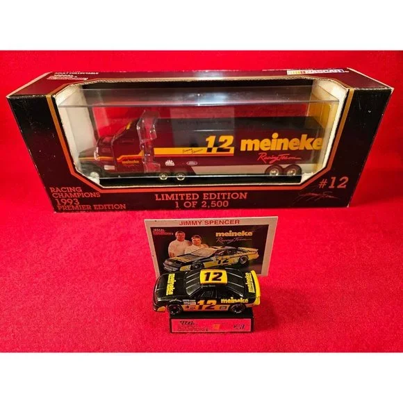 JIMMY SPENCER NASCAR #12 TRANSPORTER BUNDLE w/MATCHING STOCKCAR &‎ PLAYER CARD