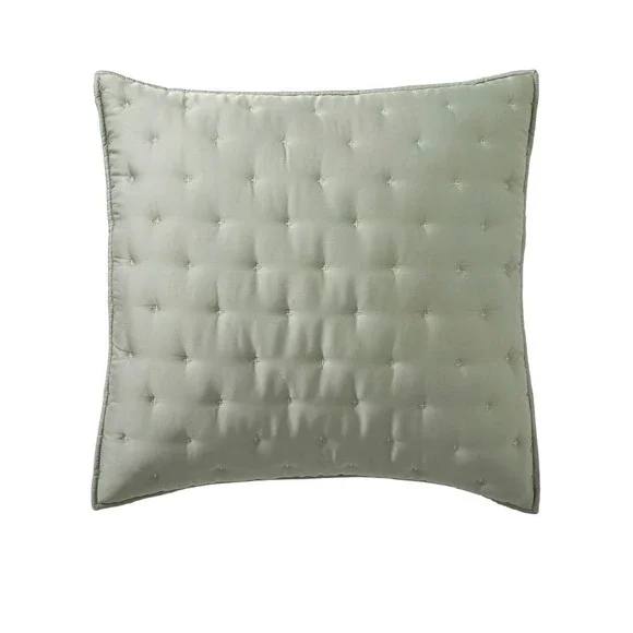 Pottery Barn Tencel Euro Sham Eucalyptus Green Quilted Satin Lyocell 26x26