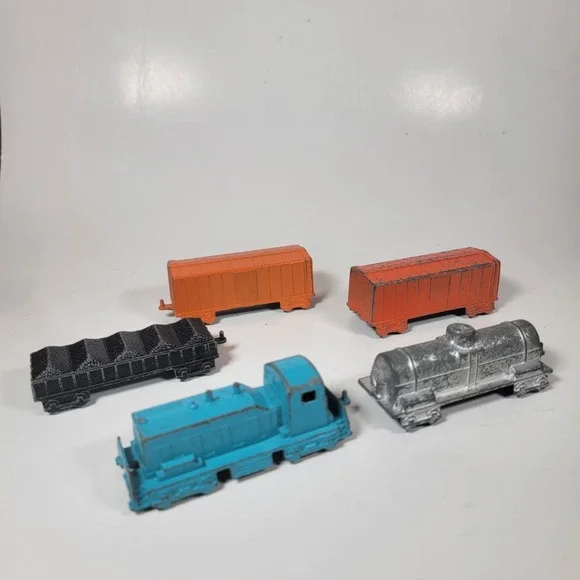 VTG 1960's - Midgetoy Diecast Metal 5 Piece Train Set‎ - Rockford Illinois, USA