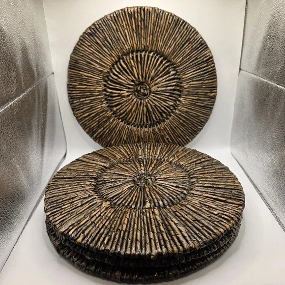 Pottery Barn Malibu‎ Handwoven Seagrass Charger Plates Set of 4 Dark Brown 13 in