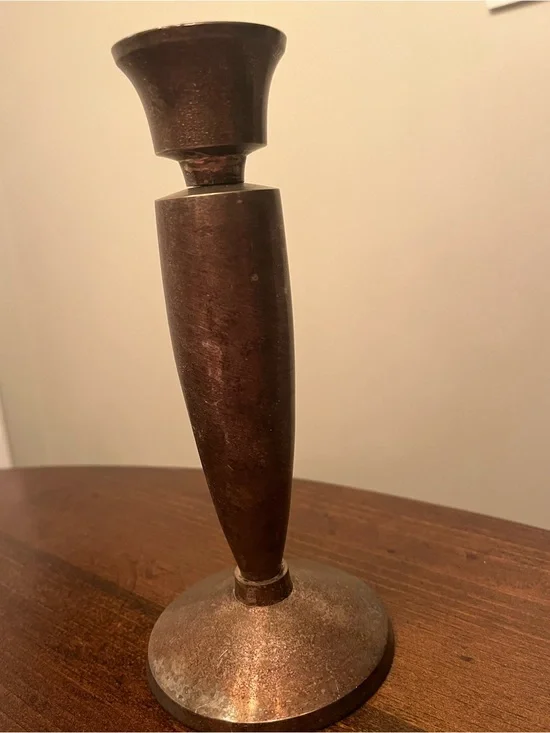 Pottery Barn Rustic Brown Metal Candlestick Holder