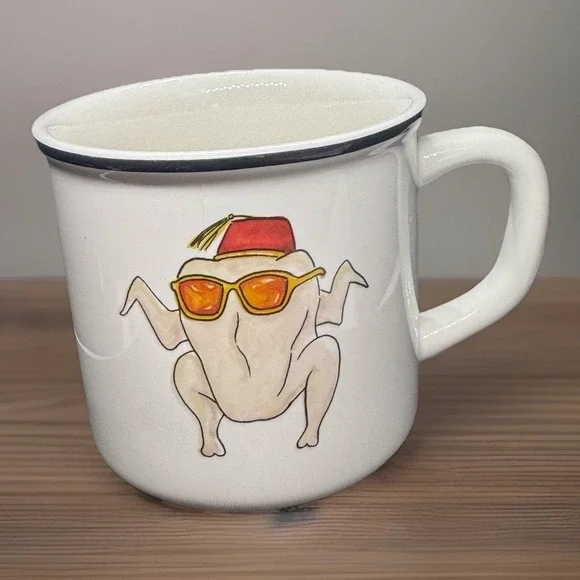Pottery Barn FRIENDS Thanksgiving TURKEY Fez MUG - Rare Discontinued
