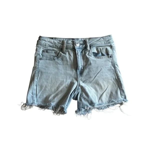 American Eagle‎ Outfitters High Rise Shortie Jean Short Light Wash Denim 4