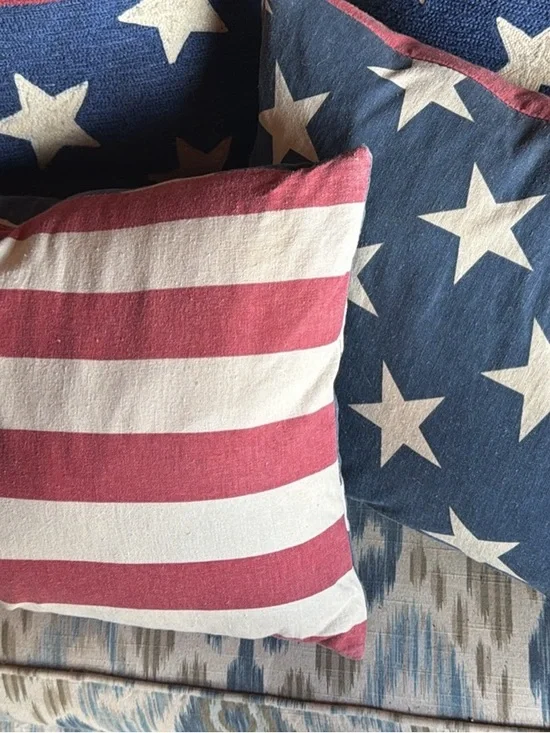 Patriotic Stars & Stripes Throw Pillow Set - Red, White & Blue