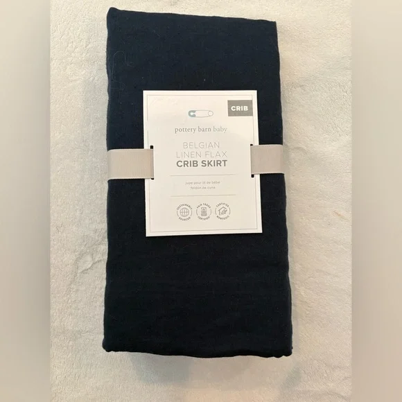 Pottery Barn Baby Linen Flax Crib Skirt‎