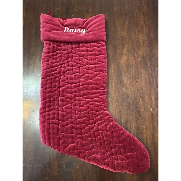 Pottery Barn Kids‎ Teen Christmas Stocking DAISY Monogram Red Velvet Large Read
