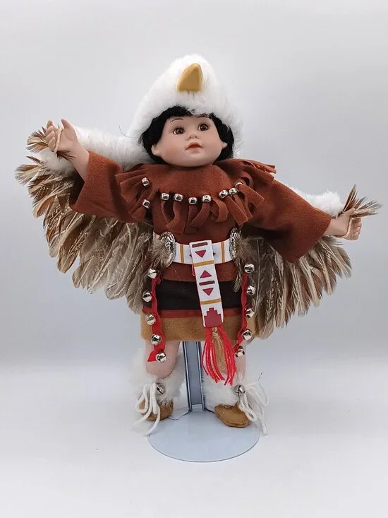 Native American Little Eagle Dancer Porcelain Doll by Elke Hutchens 12