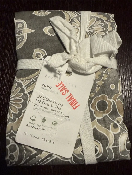 Pottery Barn Jacquelyn Medallion Euro Sham Floral 350 Thread Count 26” x 26”